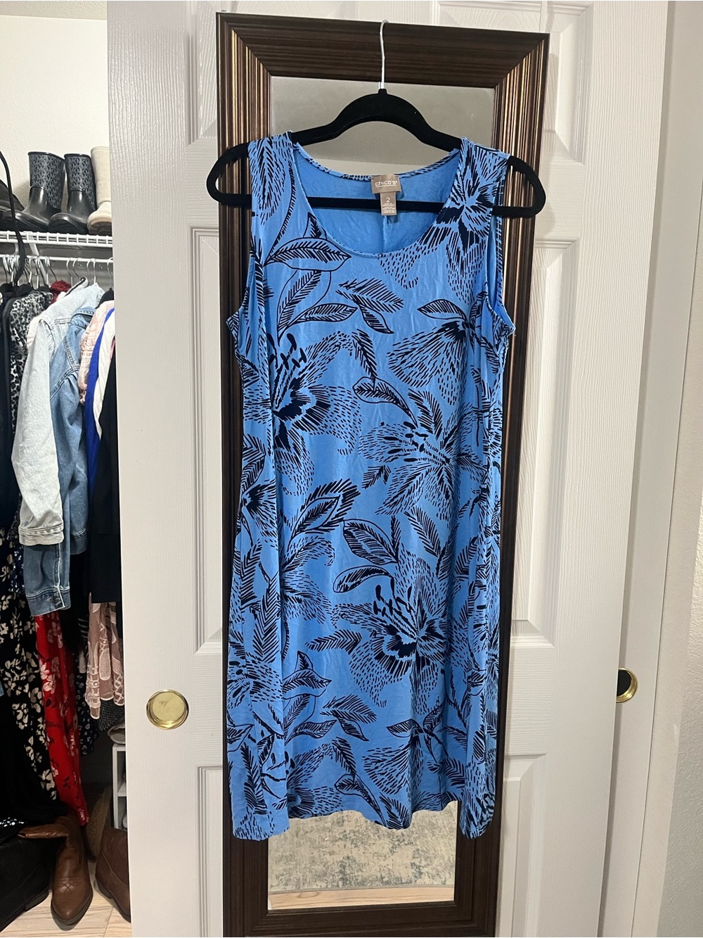 Chico's blue floral print dress